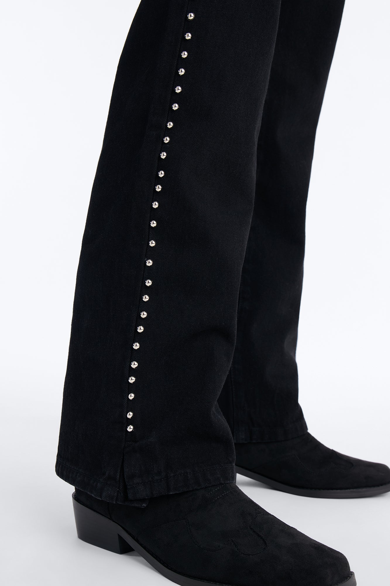 Stacked Slim Flare Iron Outlaw Slit Jean - Black image 4
