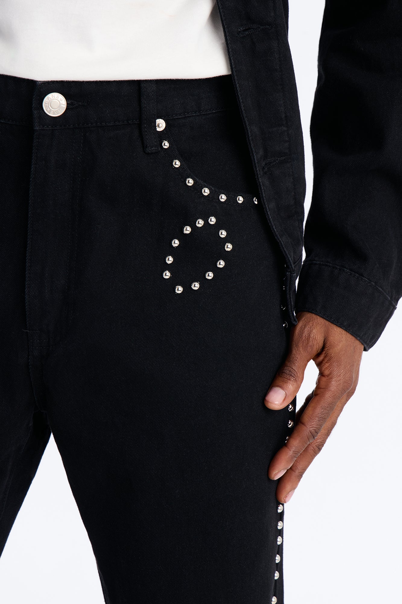 Stacked Slim Flare Iron Outlaw Slit Jean - Black image 3