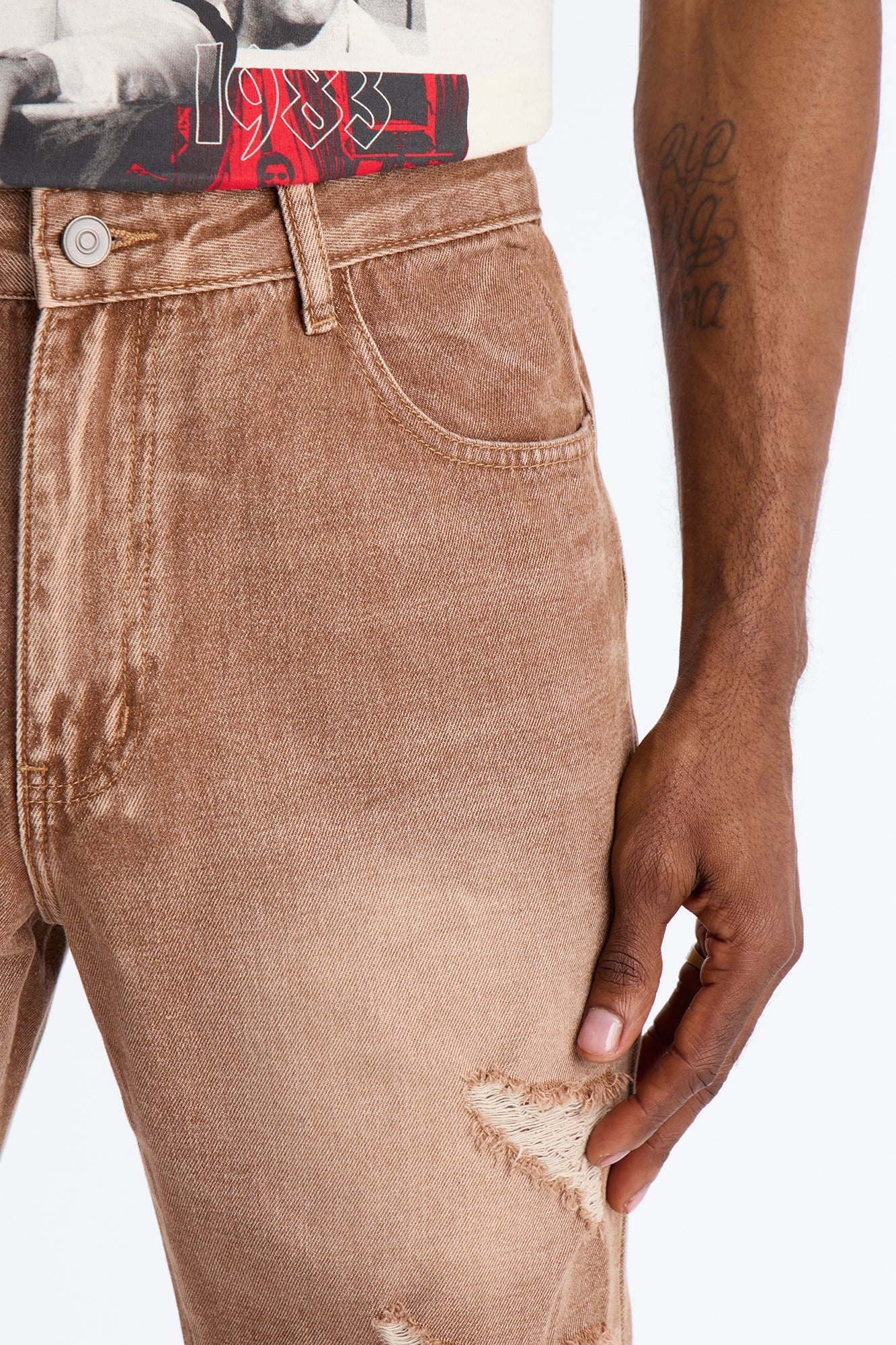 Straight Down The Street Ripped Jeans - Dark Brown image 3