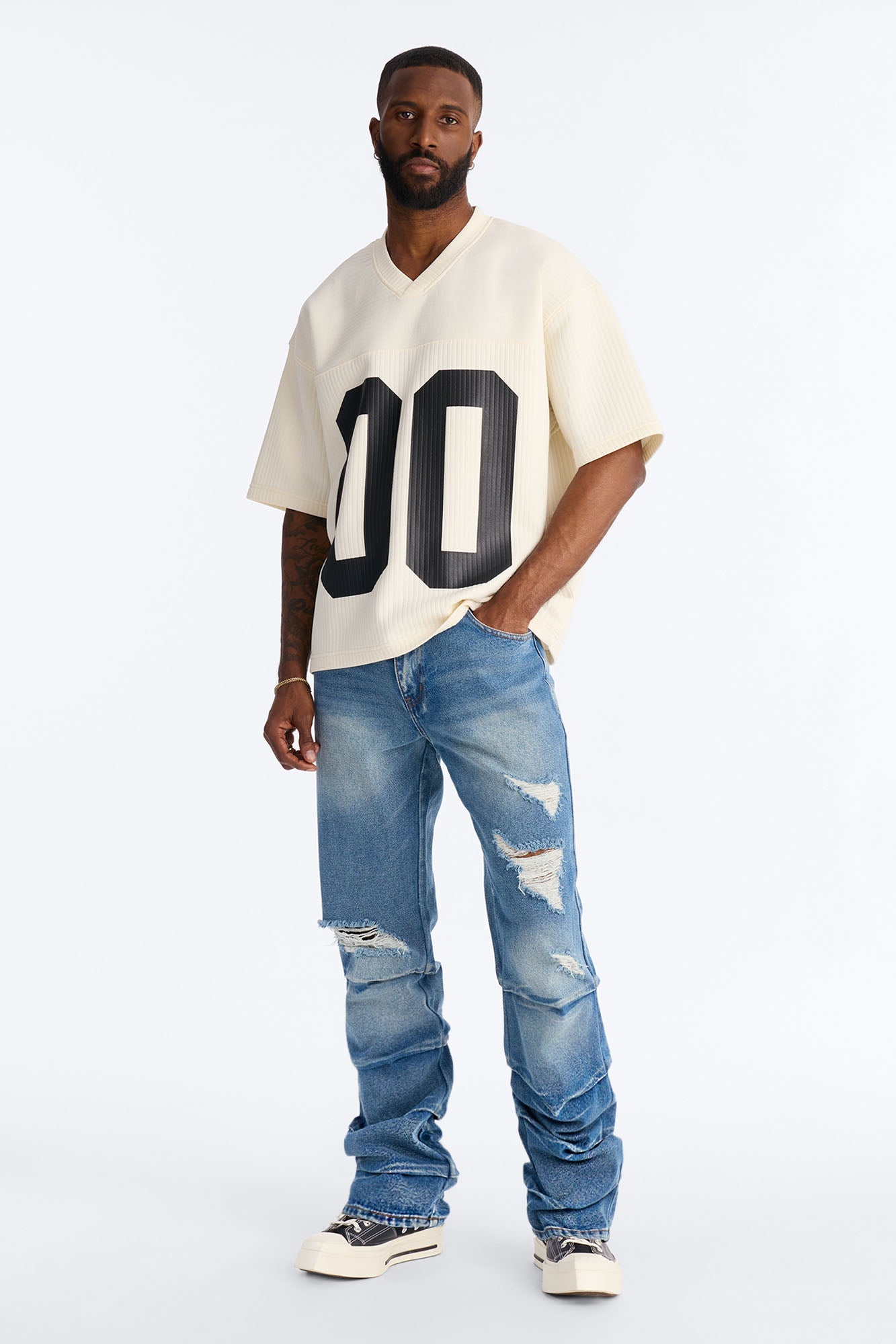 Straight Down The Street Ripped Jeans - Medium Blue Wash image 2