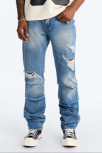 Straight Down The Street Ripped Jeans - Medium Blue Wash image 1
