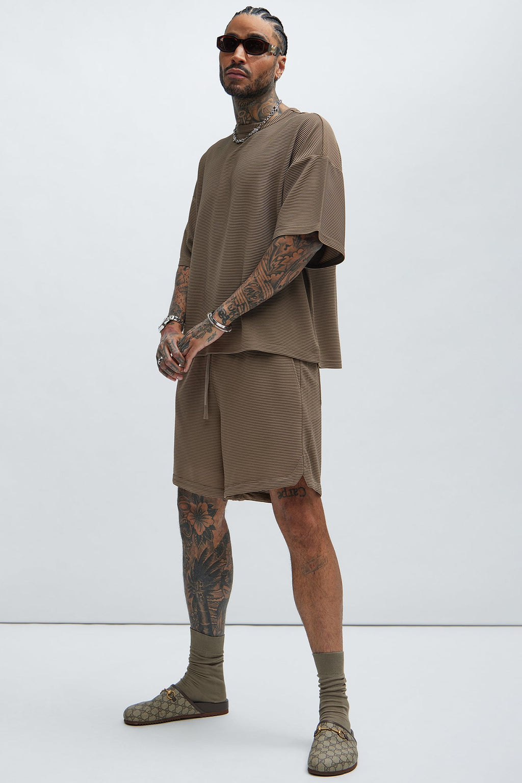 Zyler Textured Boxy Short Sleeve Tee - Taupe image 2