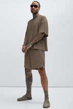 Zyler Textured Boxy Short Sleeve Tee - Taupe image 2