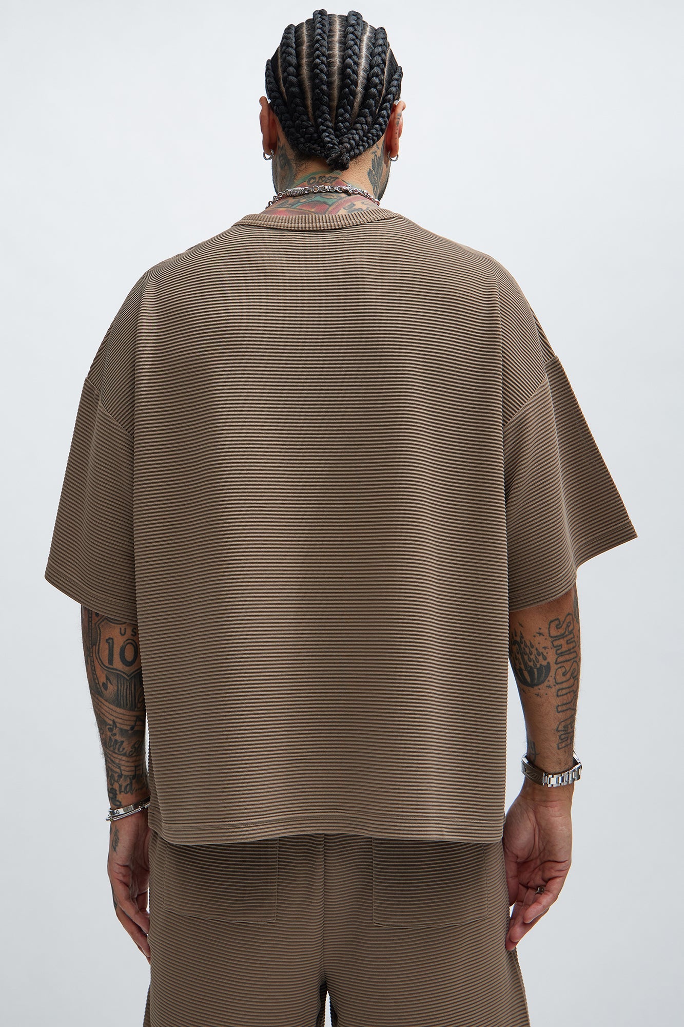Zyler Textured Boxy Short Sleeve Tee - Taupe image 3