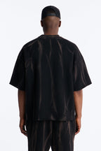 Oversized Bleach Washed Short Sleeve Fleece Tee - Black image 3