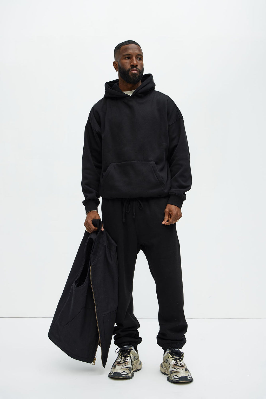 Tyson Oversized Heavyweight Hoodie - Black image 3