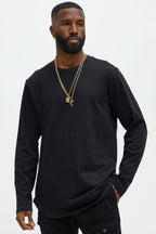 Essential Long Sleeve Scallop Tee - Black image 1