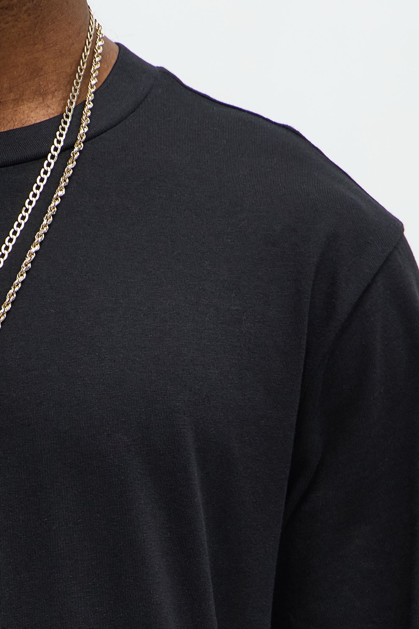 Essential Long Sleeve Scallop Tee - Black image 3