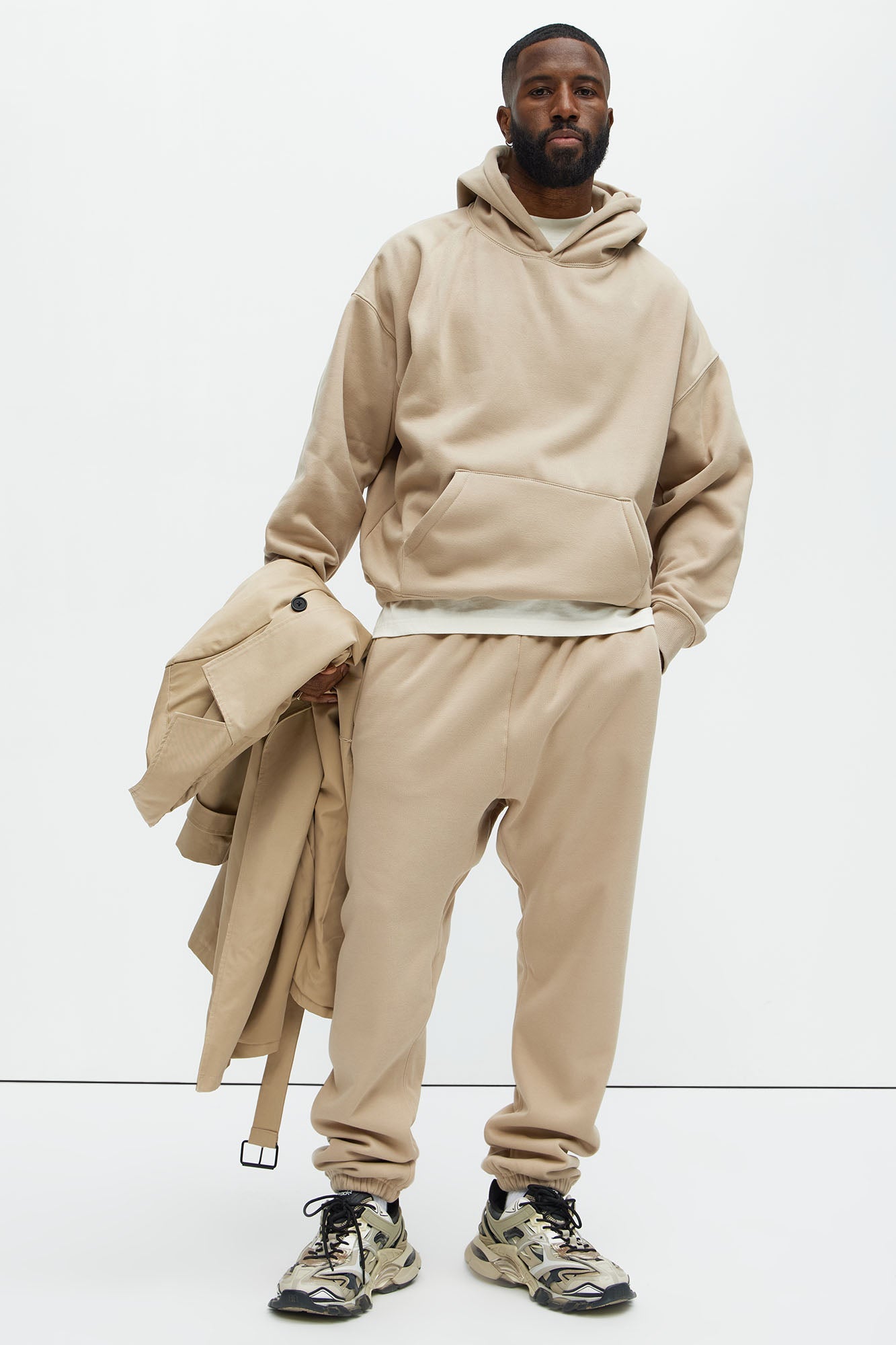 Tyson Oversized Heavyweight Hoodie - Taupe image 3