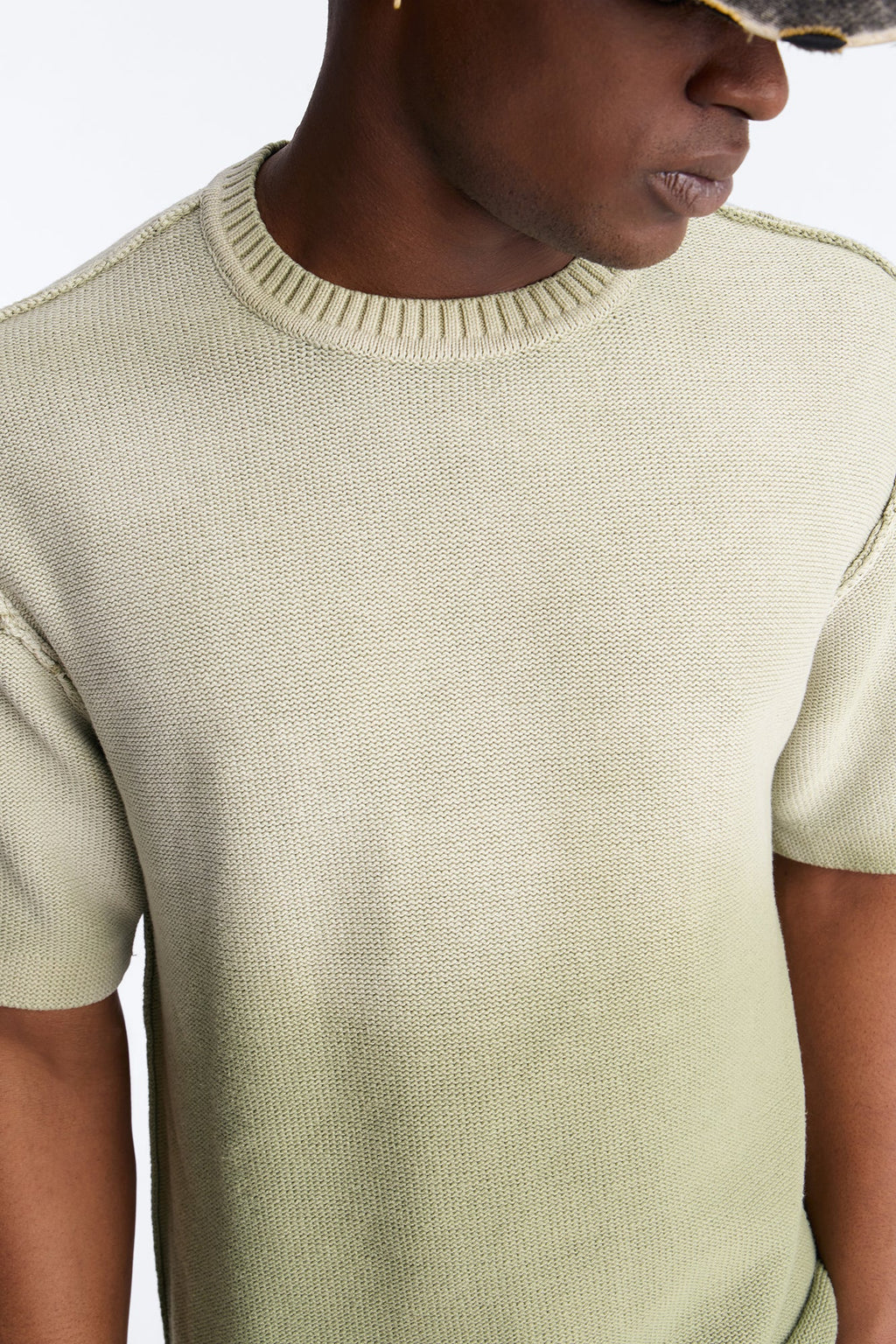 Slouch Ombre Crew Sweater Tee - Olive image 4