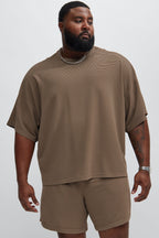 Zyler Textured Boxy Short Sleeve Tee - Taupe image 4