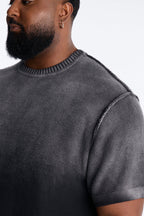 Slouch Ombre Crew Sweater Tee - Black image 3
