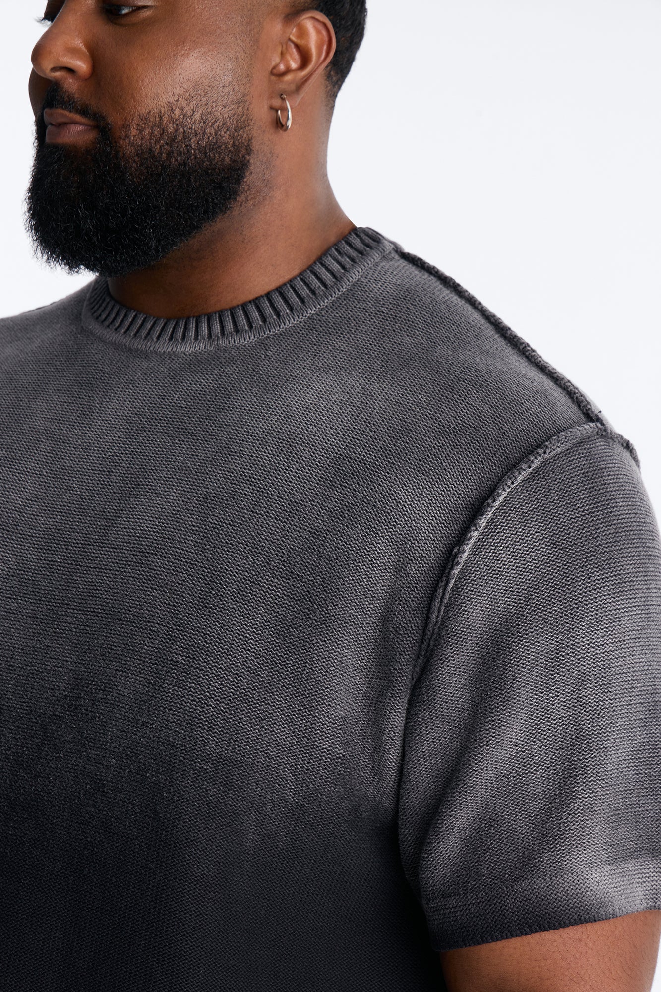 Slouch Ombre Crew Sweater Tee - Black image 3