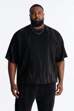 Oversized Bleach Washed Short Sleeve Fleece Tee - Black image 4