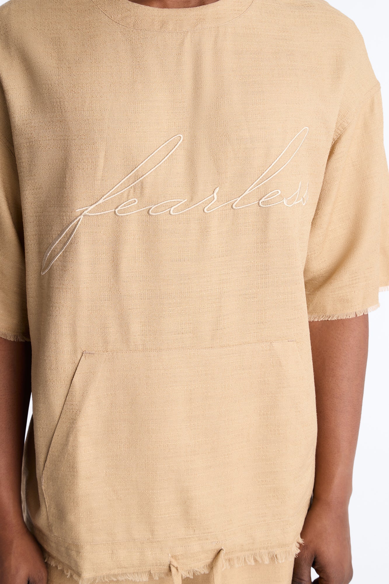 Boxy Tropic Fearless Frayed Shirt - Tan image 3