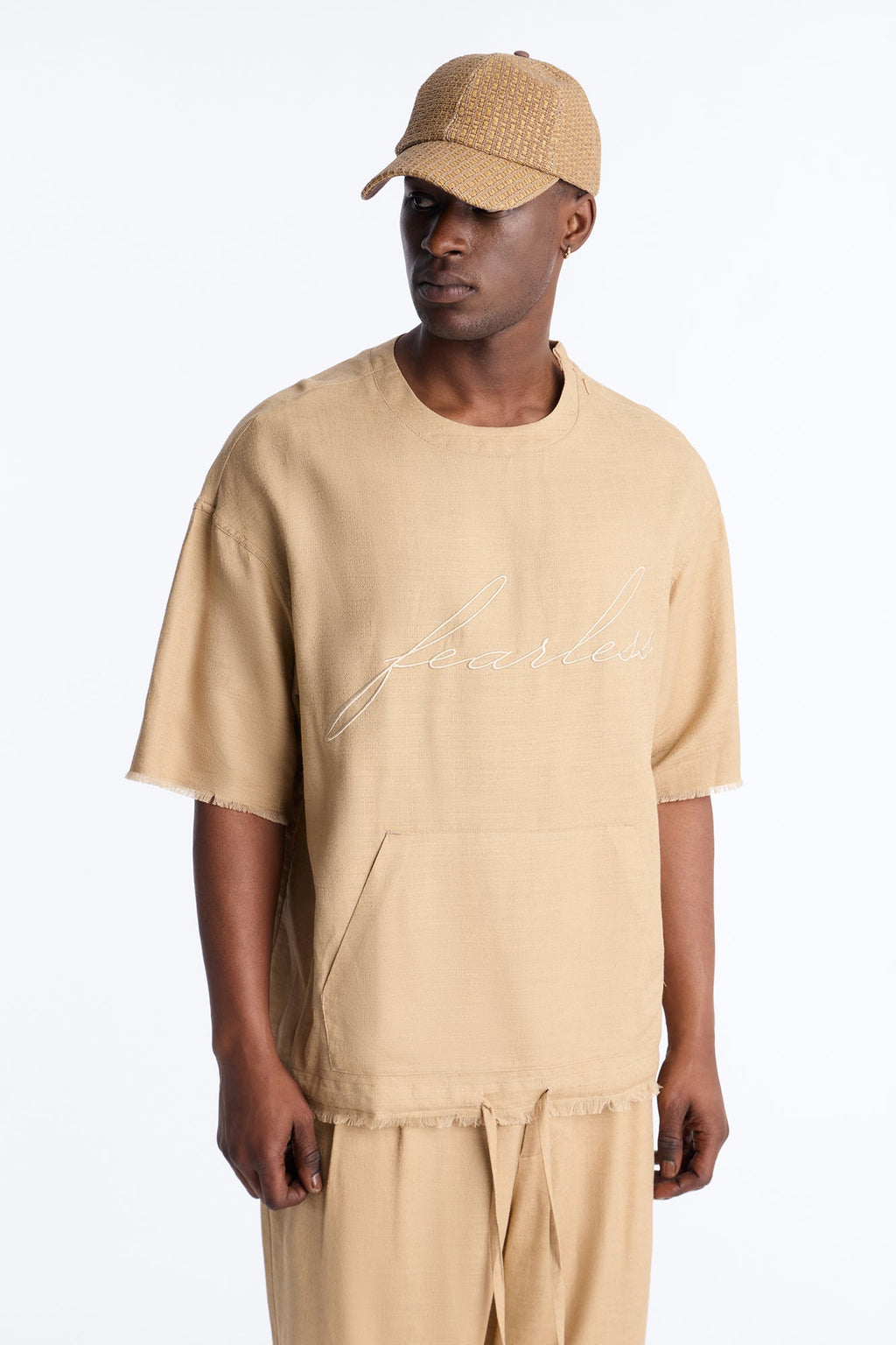 Boxy Tropic Fearless Frayed Shirt - Tan image 1