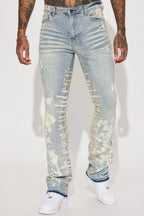 Ruthless Embroidered Stacked Skinny Flare Jeans - Bleach Blue Wash image 4