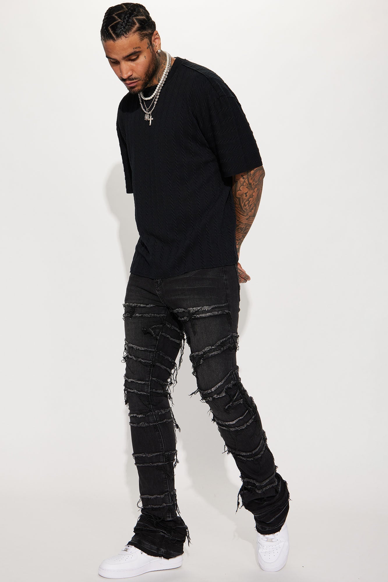 About Fray Stacked Skinny Flare Jeans - Black Wash image 4