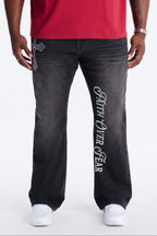 Stacked Slim Flare Faith Over Fear Drip Jean - Black Wash image 4