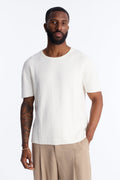 Relaxed Knitted Crewneck Tee - Cream image 1