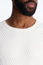 Relaxed Knitted Crewneck Tee - Cream image 3