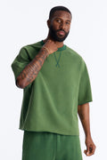 Washed Raw Edge Oversized Tee - Green image 1