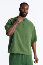 Washed Raw Edge Oversized Tee - Green image 1
