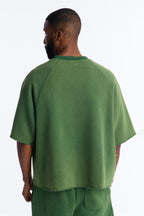Washed Raw Edge Oversized Tee - Green image 4