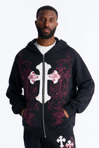 Pick Up Your Cross Patch Zip Hoodie - Black image 3