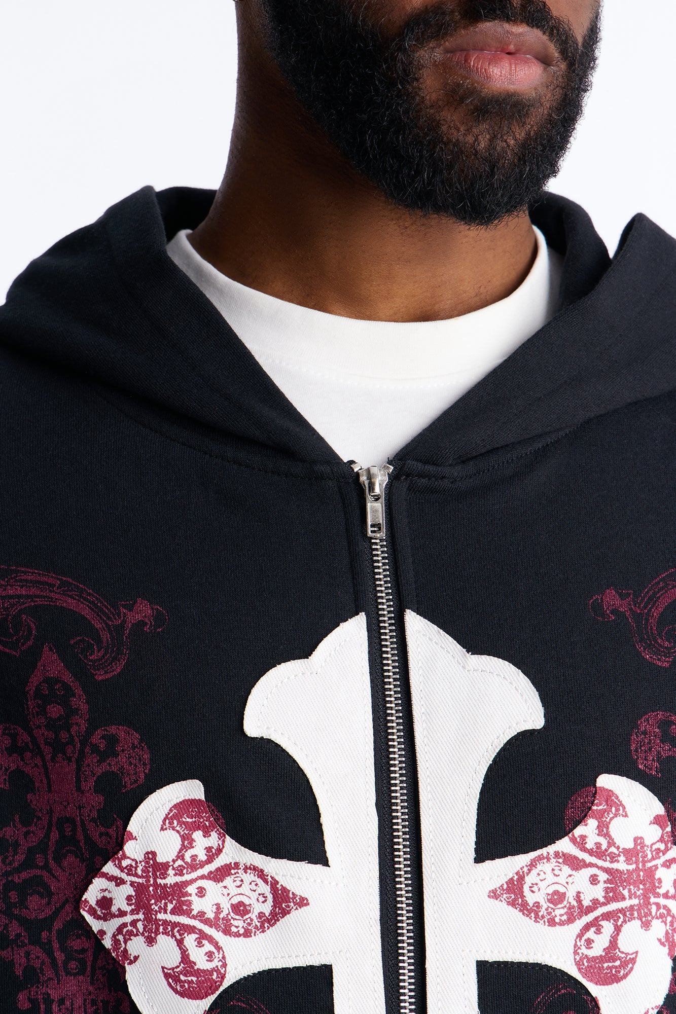 Pick Up Your Cross Patch Zip Hoodie - Black image 4