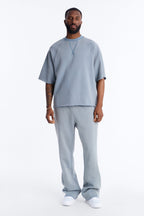 Washed Raw Edge Oversized Tee - Slate Blue image 2