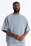 Washed Raw Edge Oversized Tee - Slate Blue image 1