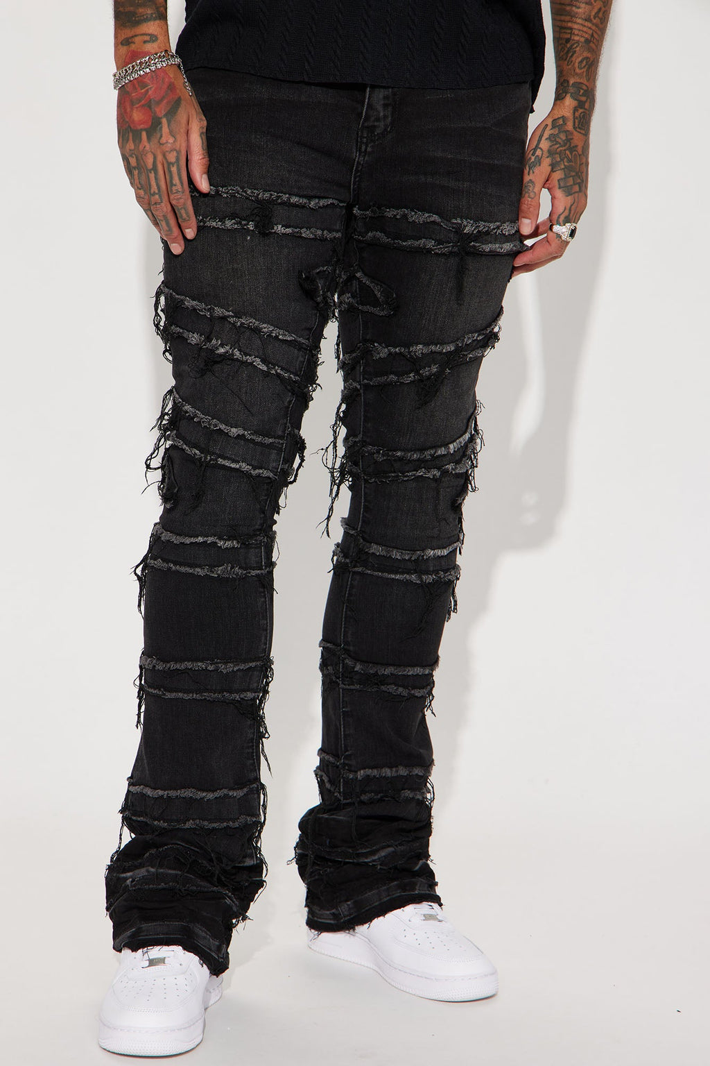 About Fray Stacked Skinny Flare Jeans - Black Wash image 3