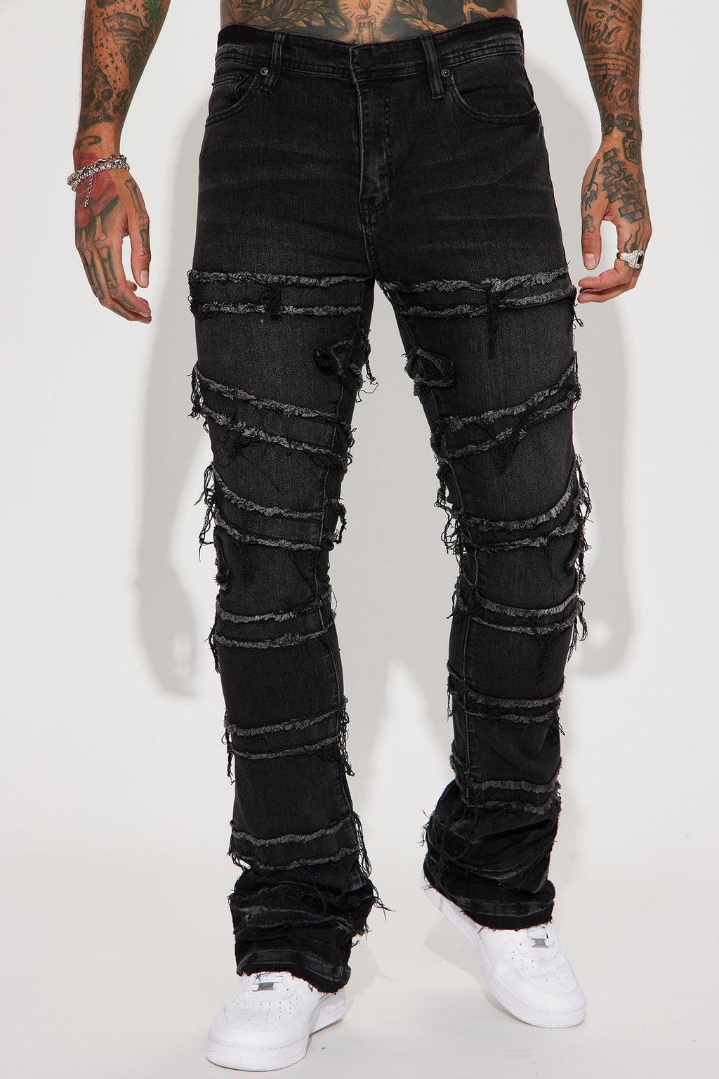 About Fray Stacked Skinny Flare Jeans - Black Wash image 1