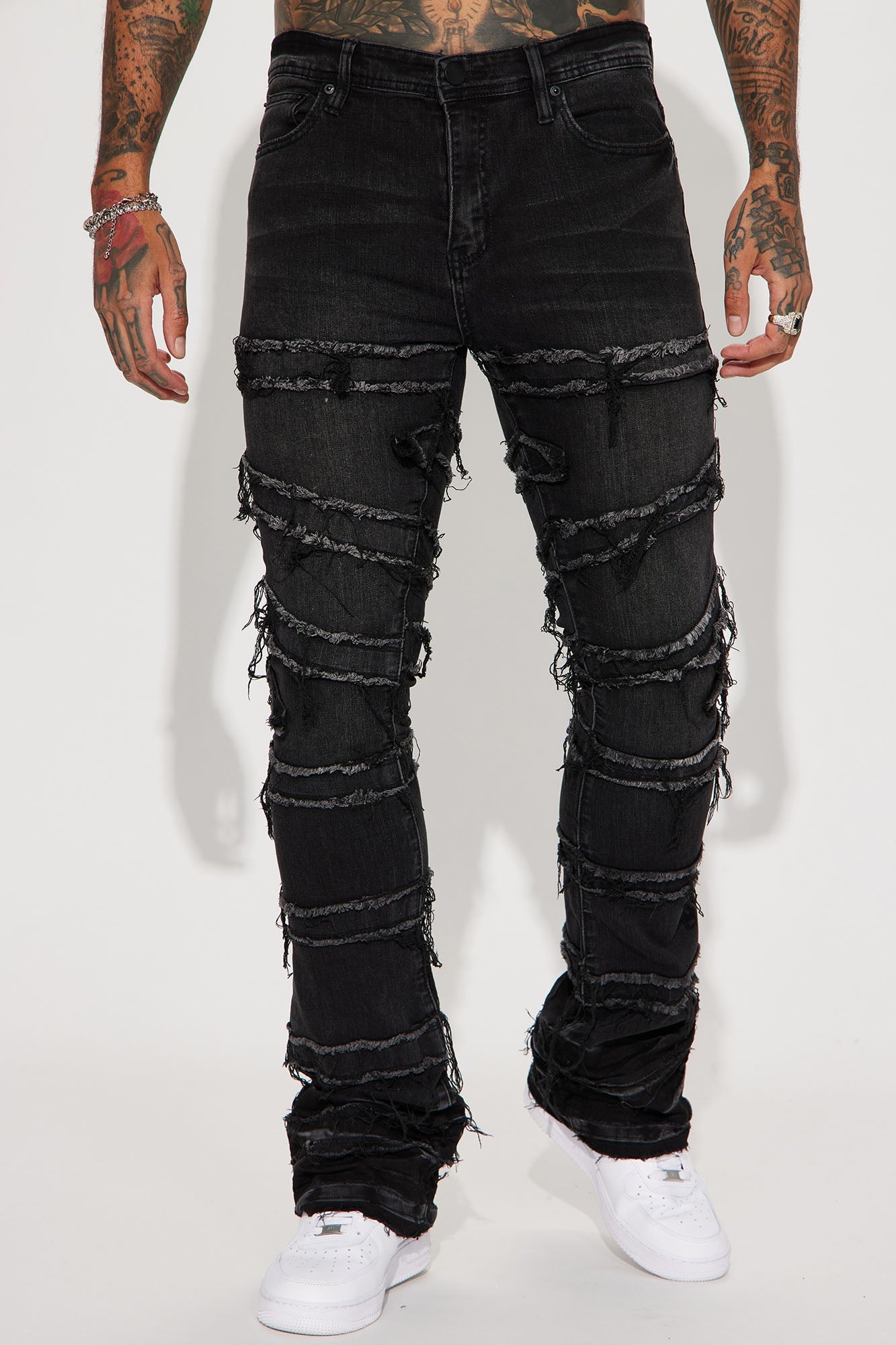 About Fray Stacked Skinny Flare Jeans - Black Wash image 1