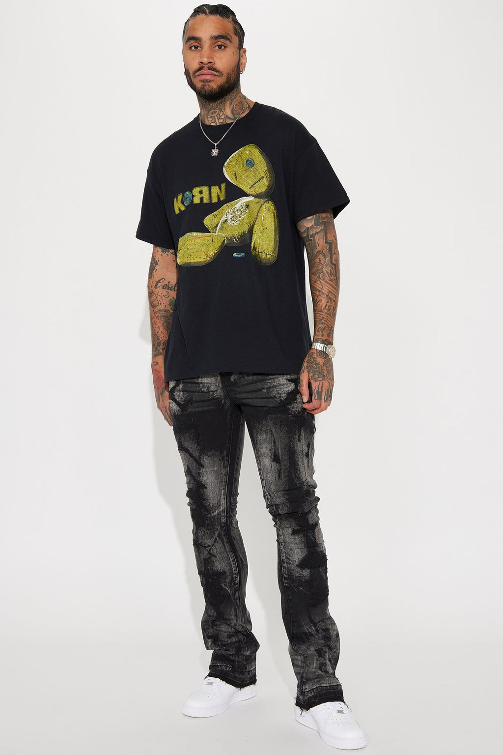 No Cap Stacked Skinny Flare Jeans - Black Wash image 3