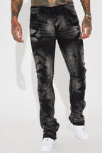 No Cap Stacked Skinny Flare Jeans - Black Wash image 4