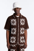 Lido Isle Crochet Button Up Shirt - Brown image 1