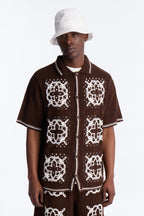 Lido Isle Crochet Button Up Shirt - Brown image 1