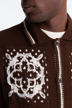 Lido Isle Crochet Button Up Shirt - Brown image 3