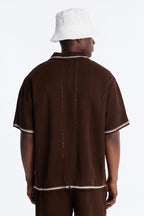 Lido Isle Crochet Button Up Shirt - Brown image 4