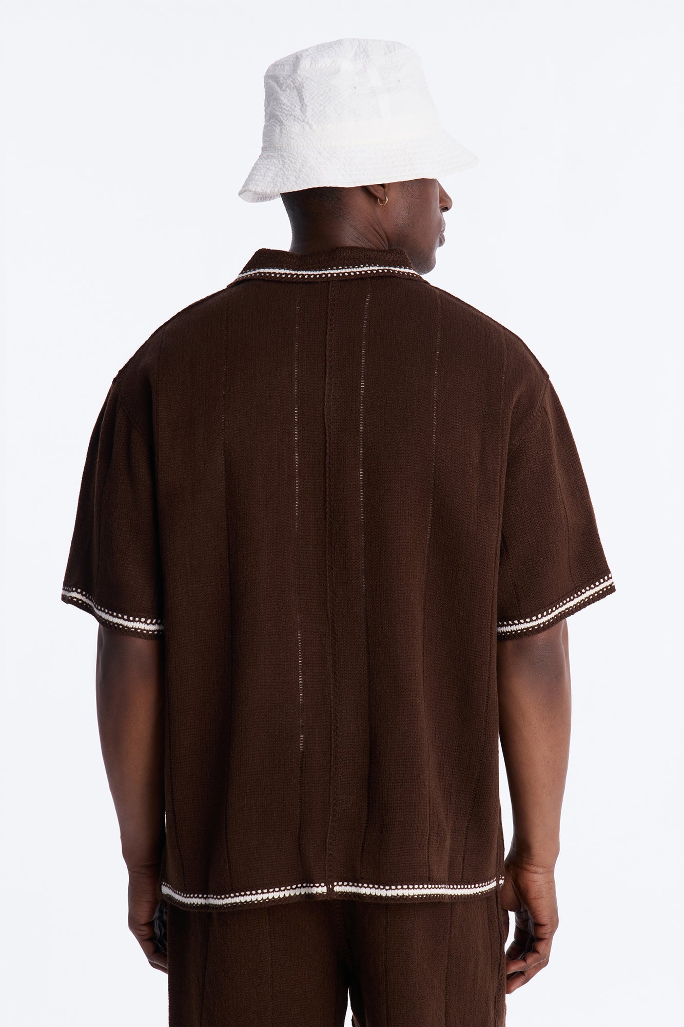 Lido Isle Crochet Button Up Shirt - Brown image 4