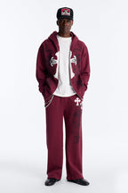 Cross Patch Zip Hoodie - Burgundy image 2