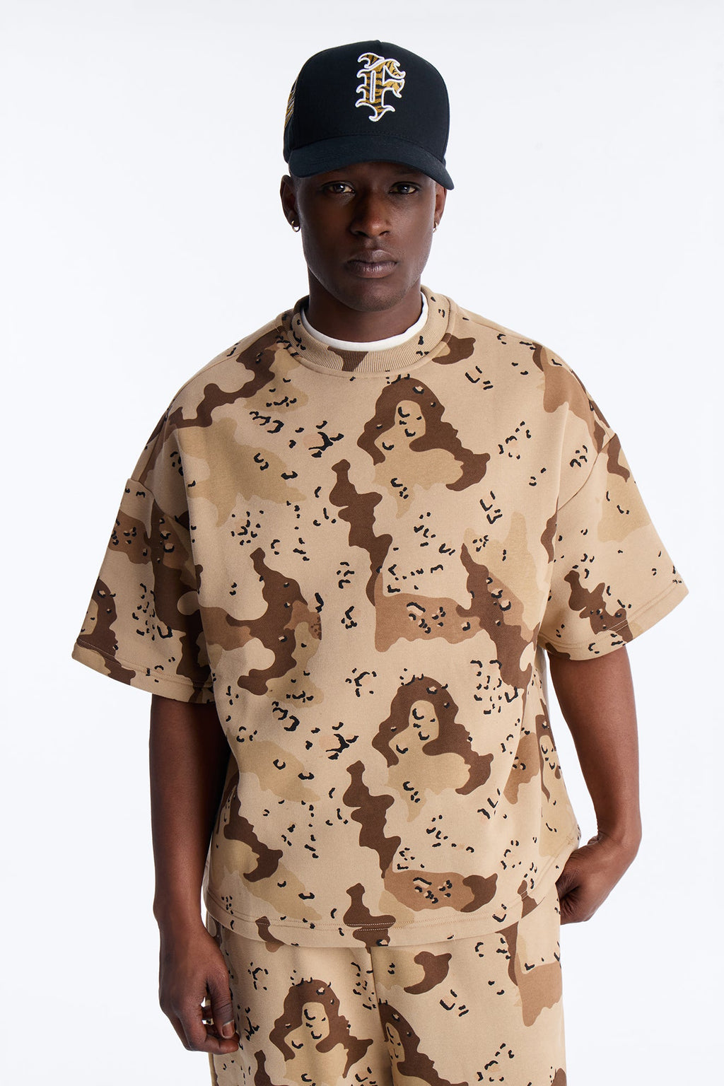 Oversized Time Warp Camo Short Sleeve Fleece Tee - Camouflage image 1