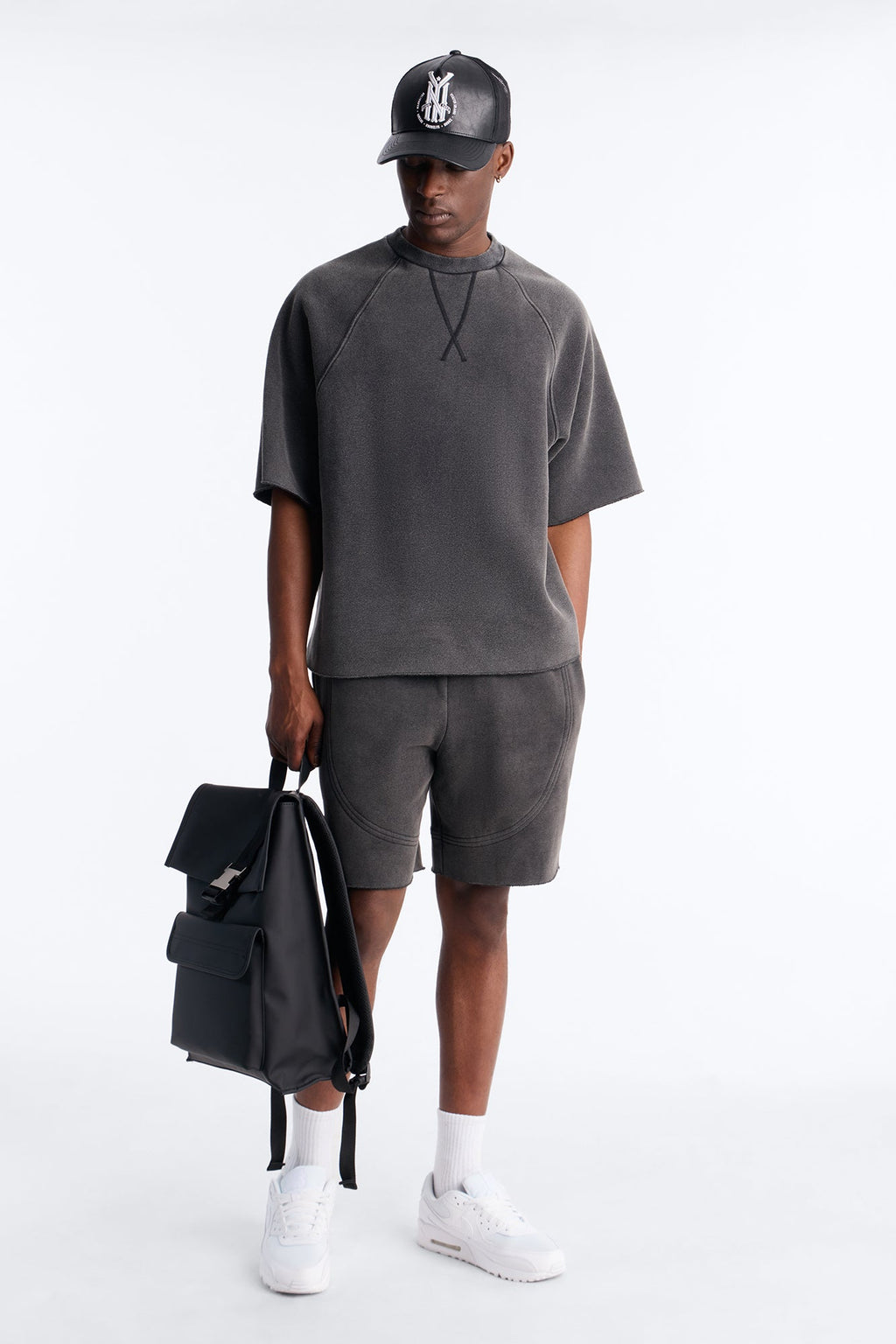 Washed Raw Edge Oversized Tee - Black Wash image 2