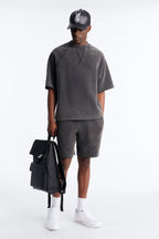 Washed Raw Edge Oversized Tee - Black Wash image 2