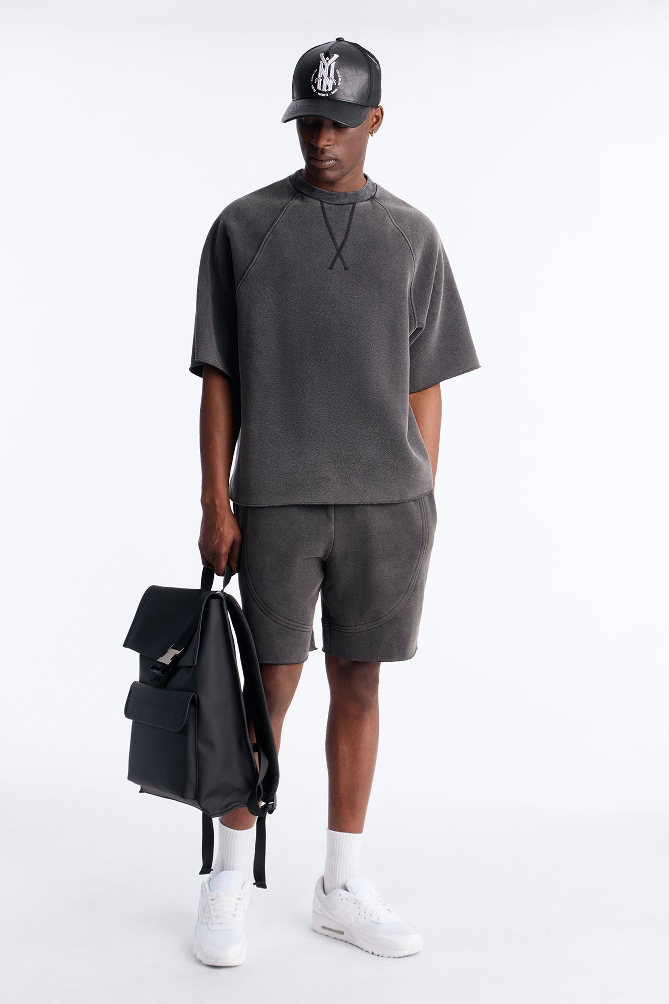 Washed Raw Edge Oversized Tee - Black Wash image 2