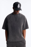 Washed Raw Edge Oversized Tee - Black Wash image 1