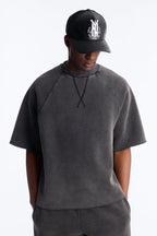 Washed Raw Edge Oversized Tee - Black Wash image 1