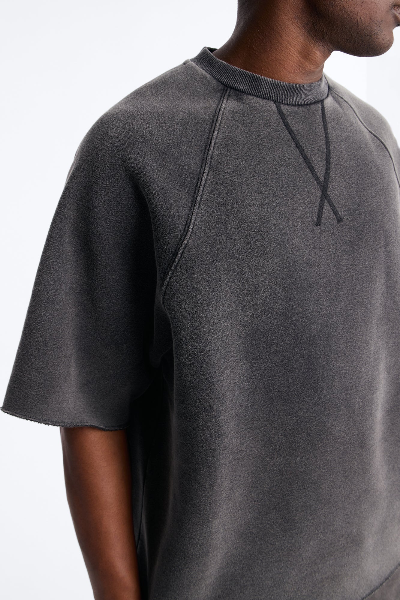 Washed Raw Edge Oversized Tee - Black Wash image 3
